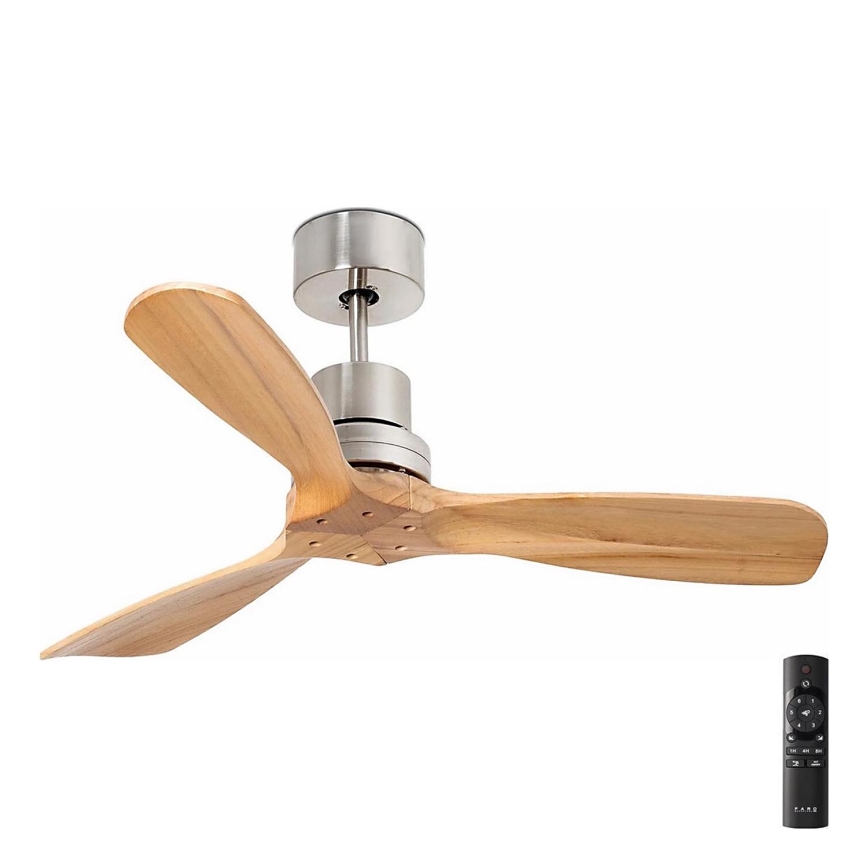 FARO 33509DC - Stropní ventilátor MINI LANTAU matný chrom/dřevo pr. 107 cm + dálkové ovládání