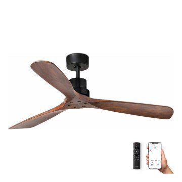 FARO 33516DCWP - Stropní ventilátor LANTAU L černá/hnědá pr. 132 cm SMART + dálkové ovládání