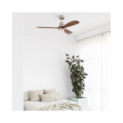 FARO 33518DC - LED Stropní ventilátor LANTAU LED/15W/230V matný chrom/dřevo + dálkové ovládání