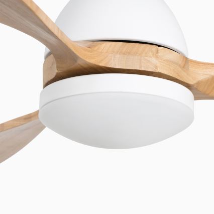 FARO 33524WP - LED Stropní ventilátor POROS L LED/19W/230V dřevo/bílá pr. 132 cm SMART + dálkové ovládání