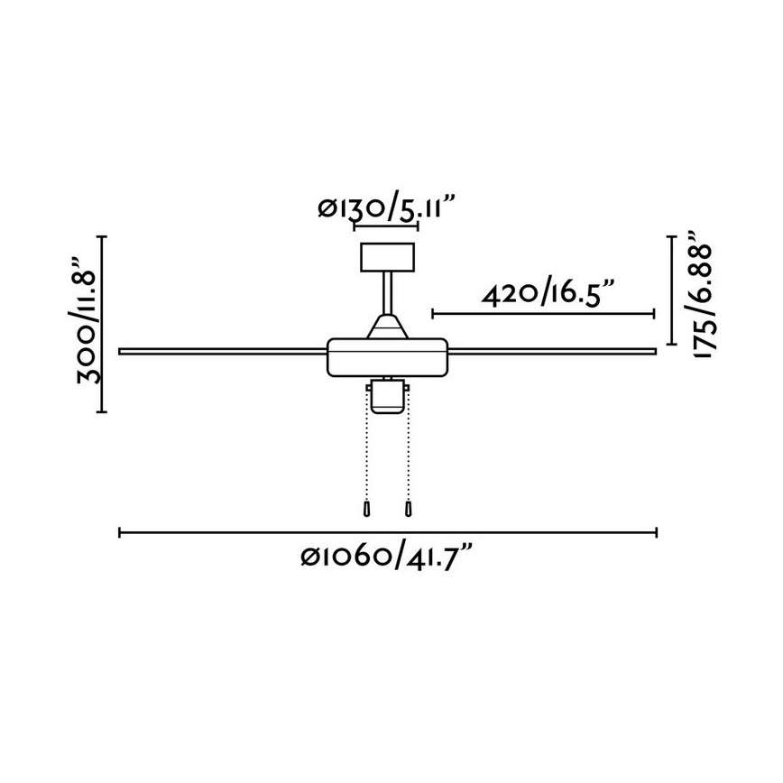 FARO 33611 - Stropní ventilátor FACTORY matný chrom
