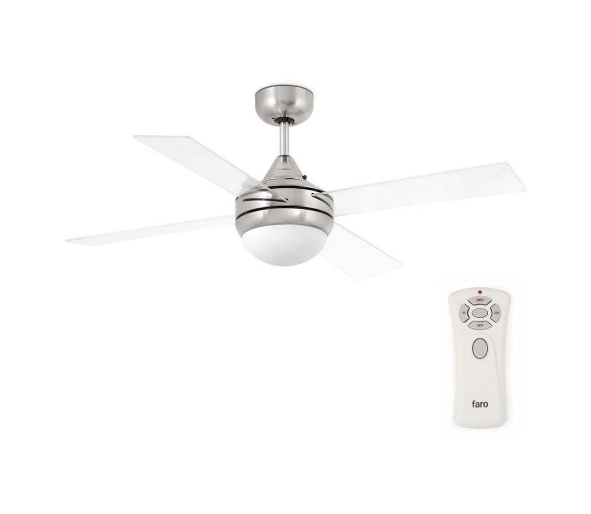 FARO Barcelona FARO 33696 - Stropní ventilátor MINI ICARIA 2xE14/8W/230V chrom/čirá FA33696