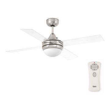 FARO 33696 - Stropní ventilátor MINI ICARIA 2xE14/8W/230V matný chrom/čirá + dálkové ovládání