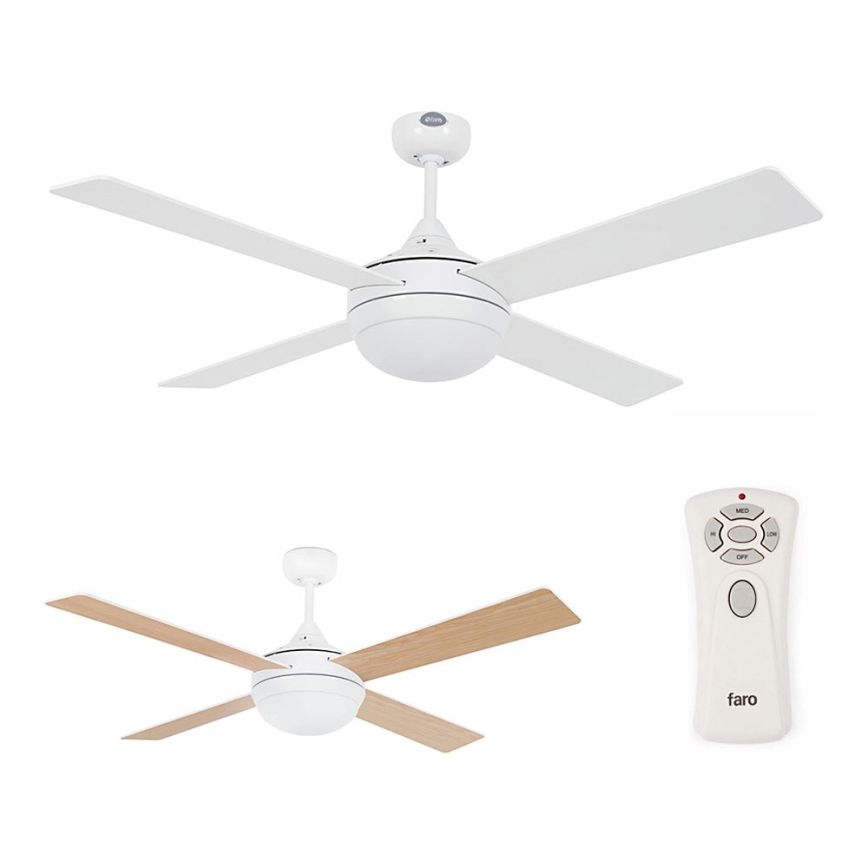 FARO 33700 - Stropní ventilátor ICARIA s dálkovým ovladačem 2xE27/20W/230V bílá