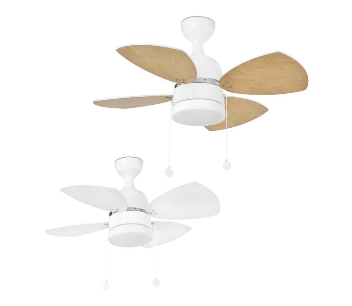 FARO Barcelona FARO 33704 - Stropní ventilátor MEDITERRÁNEO 1xE14/8W/230V bílá/hnědá FA33704