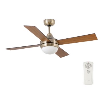 FARO 33705 - Stropní ventilátor ICARIA 2xE27/15W/230V lesklý chrom/hnědá + dálkové ovládání
