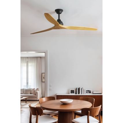 FARO 33718DC - Stropní ventilátor ALO L dřevo/černá pr. 152 cm + dálkové ovládání