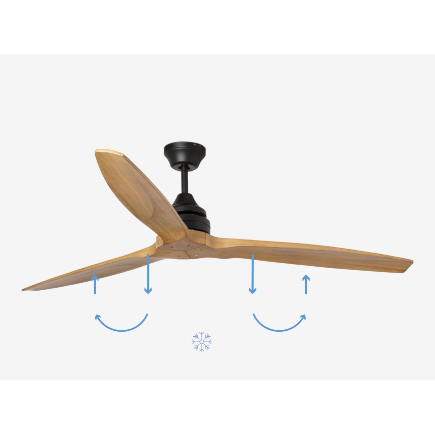 FARO 33718DC - Stropní ventilátor ALO L dřevo/černá pr. 152 cm + dálkové ovládání