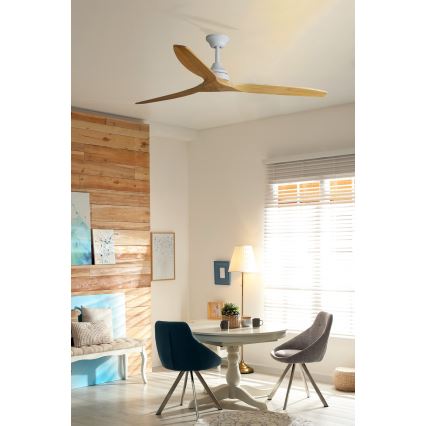 FARO 33728DC - Stropní ventilátor ALO L dřevo/bílá pr. 152 cm + dálkové ovládání