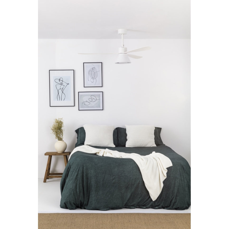 FARO 33760WT-22 - LED Stmívatelný stropní ventilátor AMELIA L CONE LED/20W/230V 2700/3500/5000K bílá pr. 132 cm Wi-Fi Tuya + dálkové ovládání