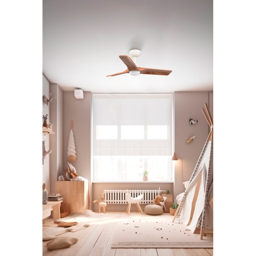 FARO 33805-1TW - LED Stmívatelný stropní ventilátor HEYWOOD S LED/10W/230V 2700/4000/6000K dřevo/bílá pr. 90 cm + dálkové ovládání