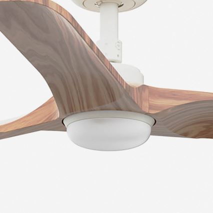 FARO 33805WT-1TW - LED Stmívatelný stropní ventilátor HEYWOOD S LED/10W/230V 2700/4000/6000K dřevo/bílá pr. 90 cm Wi-Fi Tuya + dálkové ovládání