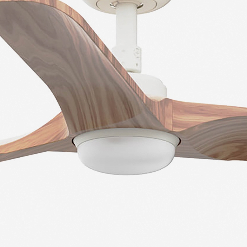 FARO 33805WT-1TW - LED Stmívatelný stropní ventilátor HEYWOOD S LED/10W/230V 2700/4000/6000K dřevo/bílá pr. 90 cm Wi-Fi Tuya + dálkové ovládání