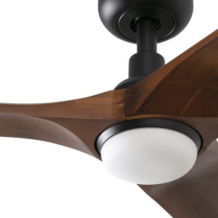 FARO 33806WT-1TW - LED Stmívatelný stropní ventilátor HEYWOOD S LED/10W/230V 2700/4000/6000K dřevo/černá pr. 90 cm Wi-Fi Tuya + dálkové ovládání
