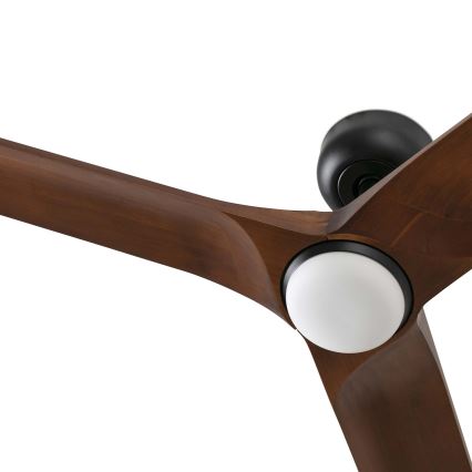 FARO 33806WT-1TW - LED Stmívatelný stropní ventilátor HEYWOOD S LED/10W/230V 2700/4000/6000K dřevo/černá pr. 90 cm Wi-Fi Tuya + dálkové ovládání