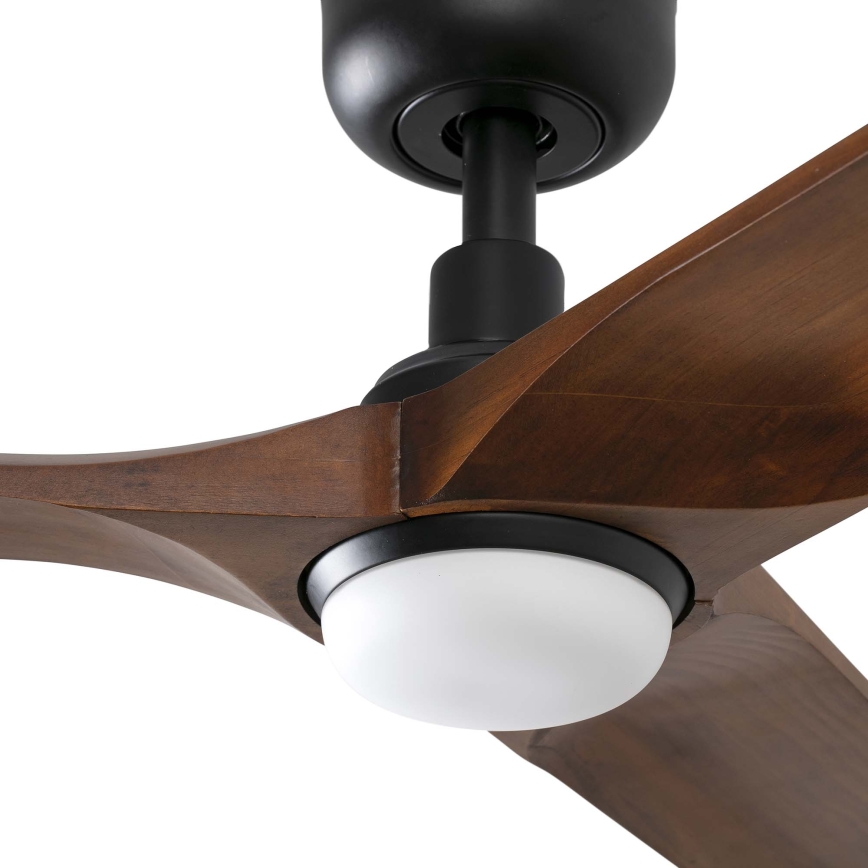 FARO 33809WT1S - LED Stmívatelný stropní ventilátor HEYWOOD L LED/10W/230V 2700/3000/4000K pr. 132 cm dřevo/černá Wi-Fi Tuya + dálkové ovládání