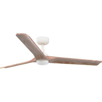 FARO 33810WT1S - LED Stmívatelný stropní ventilátor HEYWOOD L LED/10W/230V 2700/3000/4000K pr. 132 cm dřevo/bílá Wi-Fi Tuya + dálkové ovládání