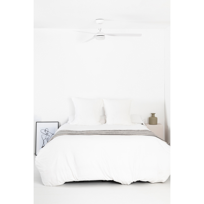 FARO 33814WT1S - LED Stmívatelný stropní ventilátor PUNT M LED/18W/230V 2700/3000/4000K pr. 132 cm bílá Wi-Fi Tuya + dálkové ovládání