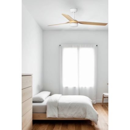 FARO 33816WT-20 - LED Stmívatelný stropní ventilátor PUNT M LED/18W/230V hnědá/bílá pr. 132 cm Wi-Fi Tuya + dálkové ovládání