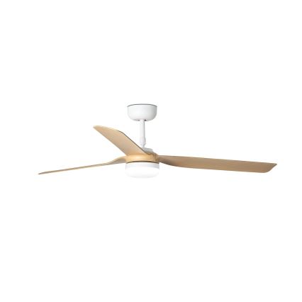 FARO 33816WT-20 - LED Stmívatelný stropní ventilátor PUNT M LED/18W/230V hnědá/bílá pr. 132 cm Wi-Fi Tuya + dálkové ovládání