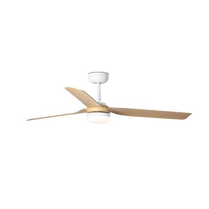FARO 33816WT-20 - LED Stmívatelný stropní ventilátor PUNT M LED/18W/230V hnědá/bílá pr. 132 cm Wi-Fi Tuya + dálkové ovládání