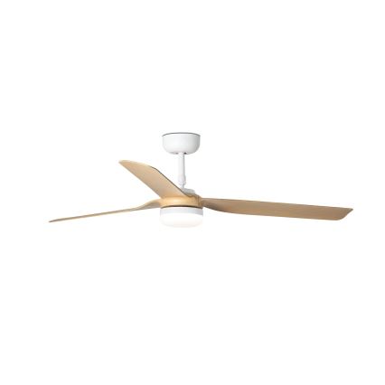 FARO 33816WT-20 - LED Stmívatelný stropní ventilátor PUNT M LED/18W/230V hnědá/bílá pr. 132 cm Wi-Fi Tuya + dálkové ovládání