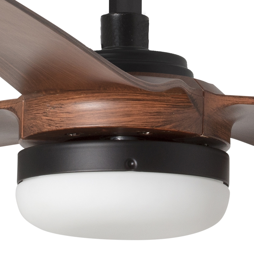 FARO 33817WT-21 - LED Stmívatelný stropní ventilátor PUNT M LED/18W/230V hnědá/černá pr. 132 cm Wi-Fi Tuya + dálkové ovládání