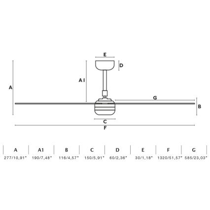 FARO 33817WT - Stropní ventilátor PUNT M hnědá/černá pr. 132 cm Wi-Fi Tuya + dálkové ovládání