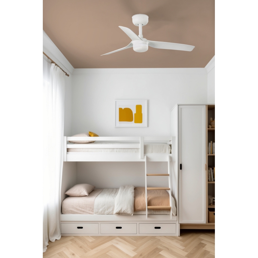 FARO 33820WT-1TW - LED Stmívatelný stropní ventilátor MINI PUNT S LED/10W/230V 2700/4000/6000K bílá pr. 90 cm Wi-Fi Tuya + dálkové ovládání