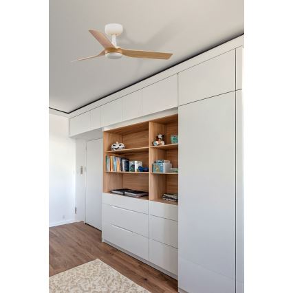 FARO 33821WT - Stropní ventilátor MINI PUNT S hnědá/bílá pr. 90 cm Wi-Fi Tuya + dálkové ovládání