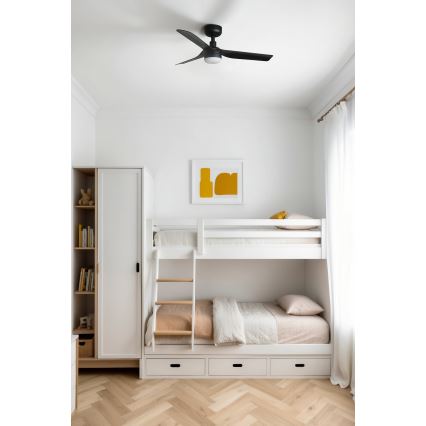 FARO 33822-1TW - LED Stmívatelný stropní ventilátor MINI PUNT S LED/10W 2700/3000/4000K černá pr. 90 cm + dálkové ovládání