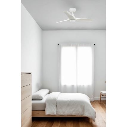 FARO 33824WT-1TW - LED Stmívatelný stropní ventilátor HEY S LED/10W/230V 2700/4000/6000K bílá pr. 90 cm Wi-Fi Tuya + dálkové ovládání