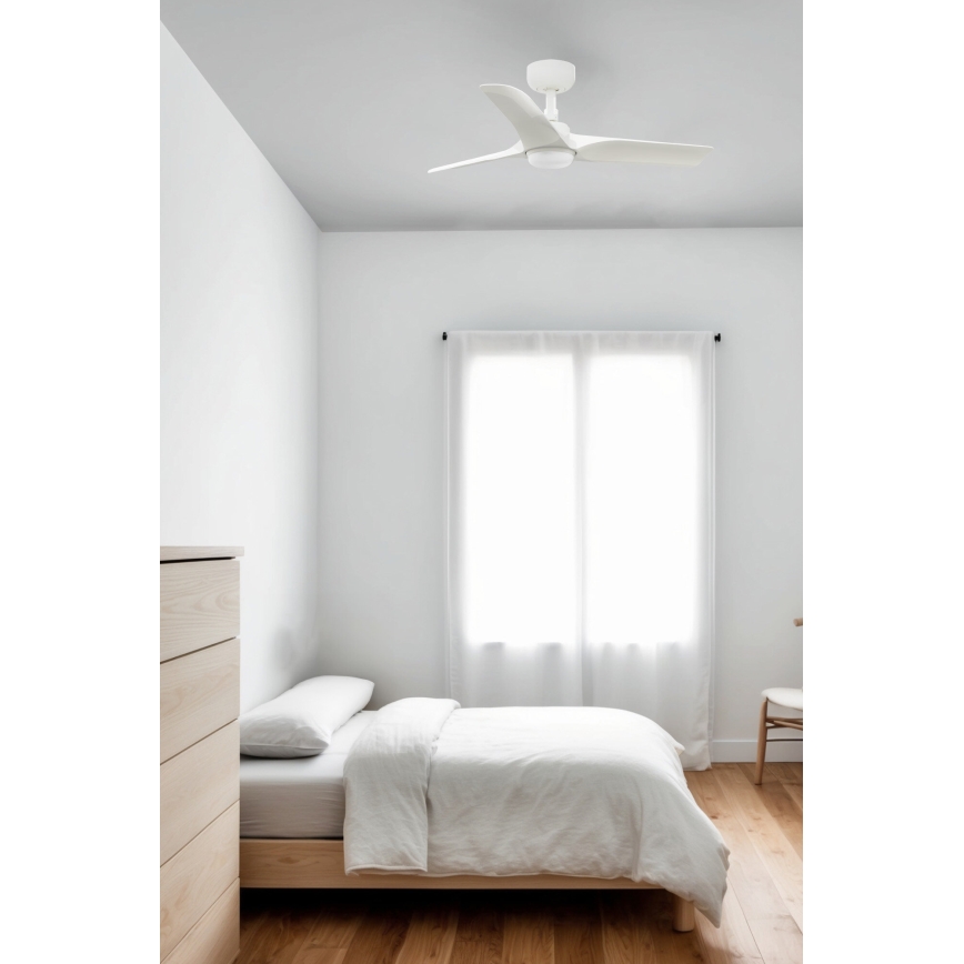 FARO 33824WT-1TW - LED Stmívatelný stropní ventilátor HEY S LED/10W/230V 2700/4000/6000K bílá pr. 90 cm Wi-Fi Tuya + dálkové ovládání