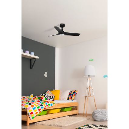 FARO 33825-1TW - LED Stmívatelný stropní ventilátor HEY S LED/10W/230V 2700/3000/4000K černá pr. 90 cm + dálkové ovládání