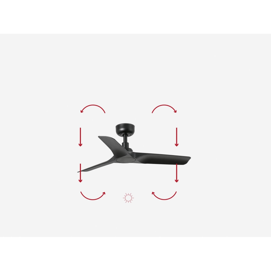 FARO 33825WP - Stropní ventilátor HEY S černá pr. 90 cm SMART + dálkové ovládání