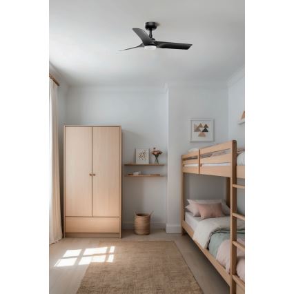 FARO 33825WT-1TW - LED Stmívatelný stropní ventilátor HEY S LED/10W/230V 2700/4000/6000K černá pr. 90 cm Wi-Fi Tuya + dálkové ovládání