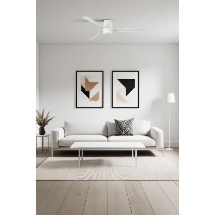 FARO 33828-1TW - LED Stmívatelný stropní ventilátor PUNT TUB M LED/18W/230V 2700/3000/4000K pr. 130 cm bílá + dálkové ovládání