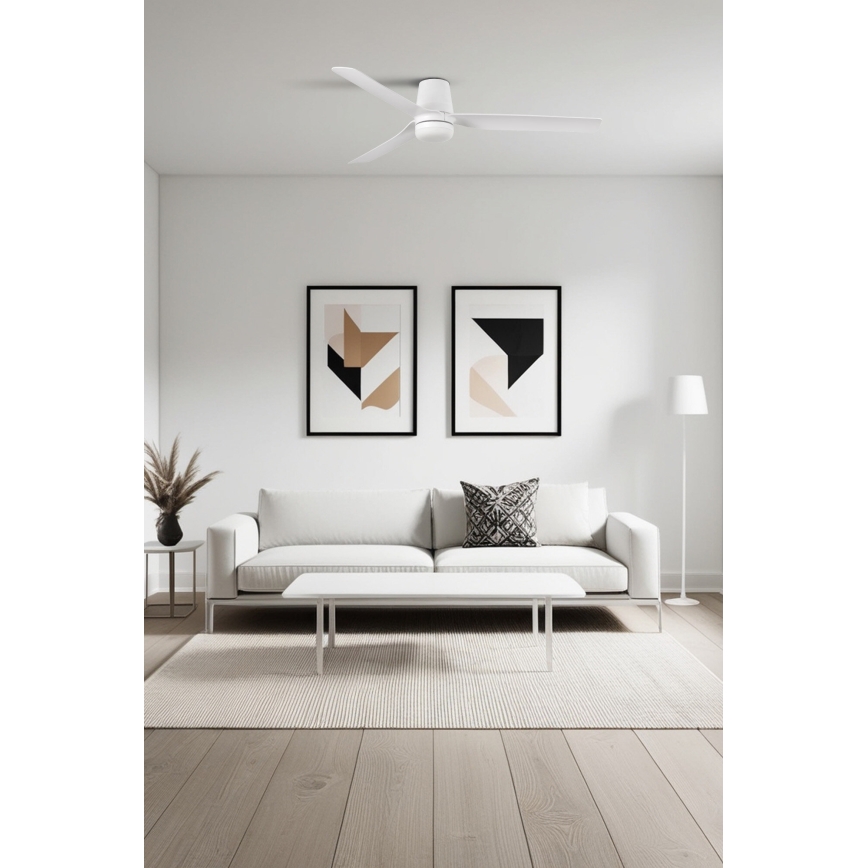 FARO 33828-1TW - LED Stmívatelný stropní ventilátor PUNT TUB M LED/18W/230V 3000/4200/6500K pr. 130 cm bílá + dálkové ovládání
