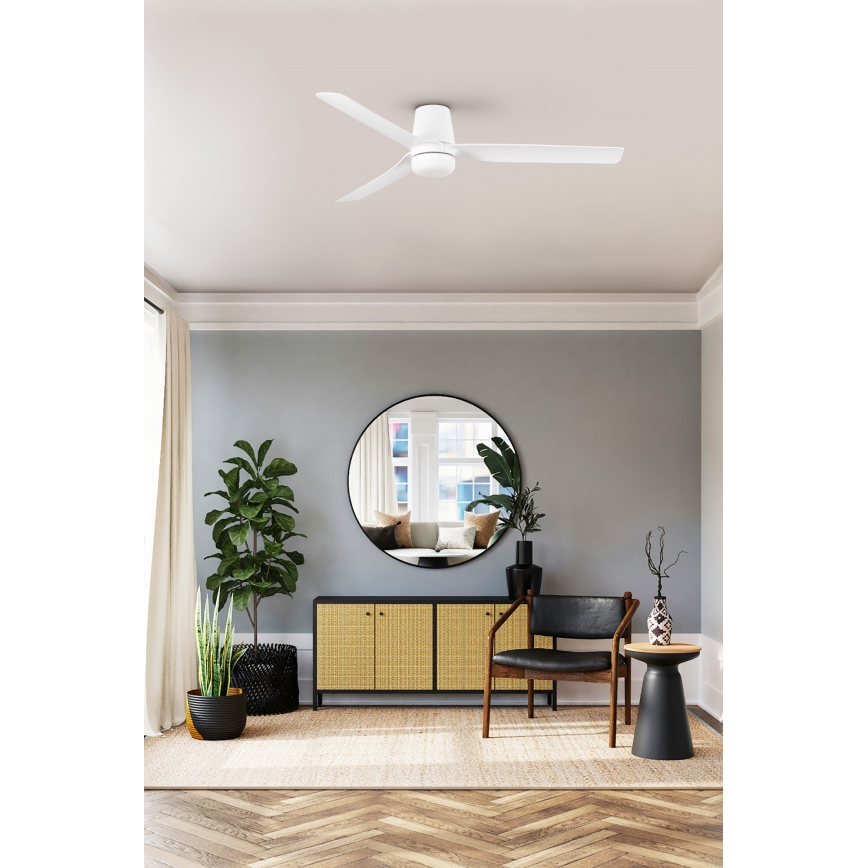 FARO 33828WT1S - LED Stmívatelný stropní ventilátor PUNT TUB M LED/18W/230V 2700/3000/4000K pr. 132 cm bílá Wi-Fi Tuya + dálkové ovládání