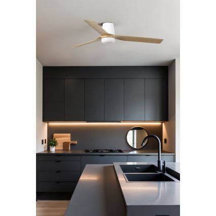 FARO 33829-1TW - LED Stmívatelný stropní ventilátor PUNT TUB M LED/18W/230V 3000/4200/6500K pr. 130 cm bílá/hnědá+ dálkové ovládání
