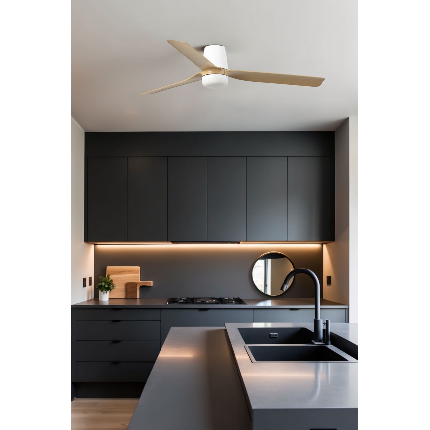 FARO 33829-1TW - LED Stmívatelný stropní ventilátor PUNT TUB M LED/18W/230V 3000/4200/6500K pr. 130 cm bílá/hnědá+ dálkové ovládání