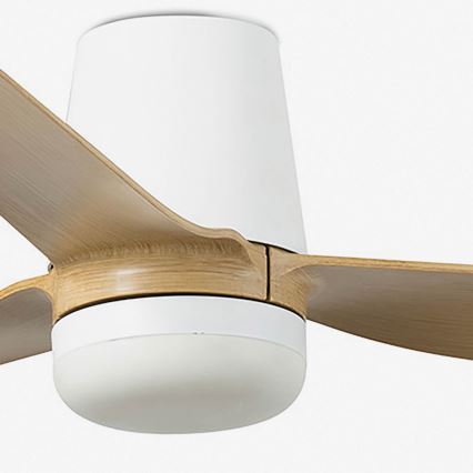 FARO 33829-1TW - LED Stmívatelný stropní ventilátor PUNT TUB M LED/18W/230V 3000/4200/6500K pr. 130 cm bílá/hnědá+ dálkové ovládání