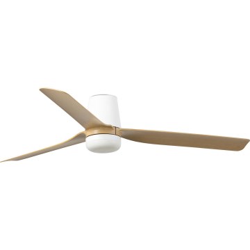 FARO 33829-1TW - LED Stmívatelný stropní ventilátor PUNT TUB M LED/18W/230V 3000/4200/6500K pr. 130 cm bílá/hnědá+ dálkové ovládání