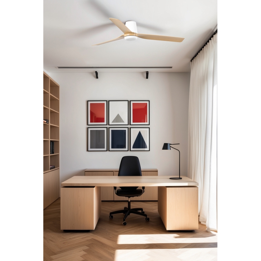 FARO 33829WT - Stropní ventilátor PUNT TUB M hnědá/bílá pr. 132 cm Wi-Fi Tuya + dálkové ovládání
