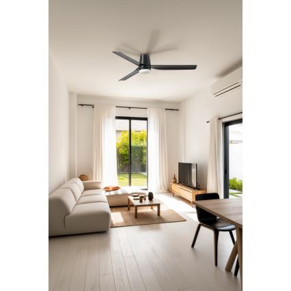 FARO 33830-1TW - LED Stmívatelný stropní ventilátor PUNT TUB M LED/18W/230V 3000/4200/6500K pr. 130 cm černá + dálkové ovládání