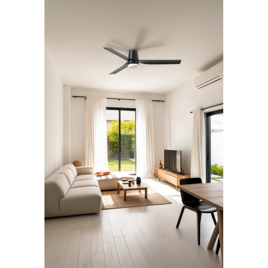 FARO 33830-1TW - LED Stmívatelný stropní ventilátor PUNT TUB M LED/18W/230V 3000/4200/6500K pr. 130 cm černá + dálkové ovládání