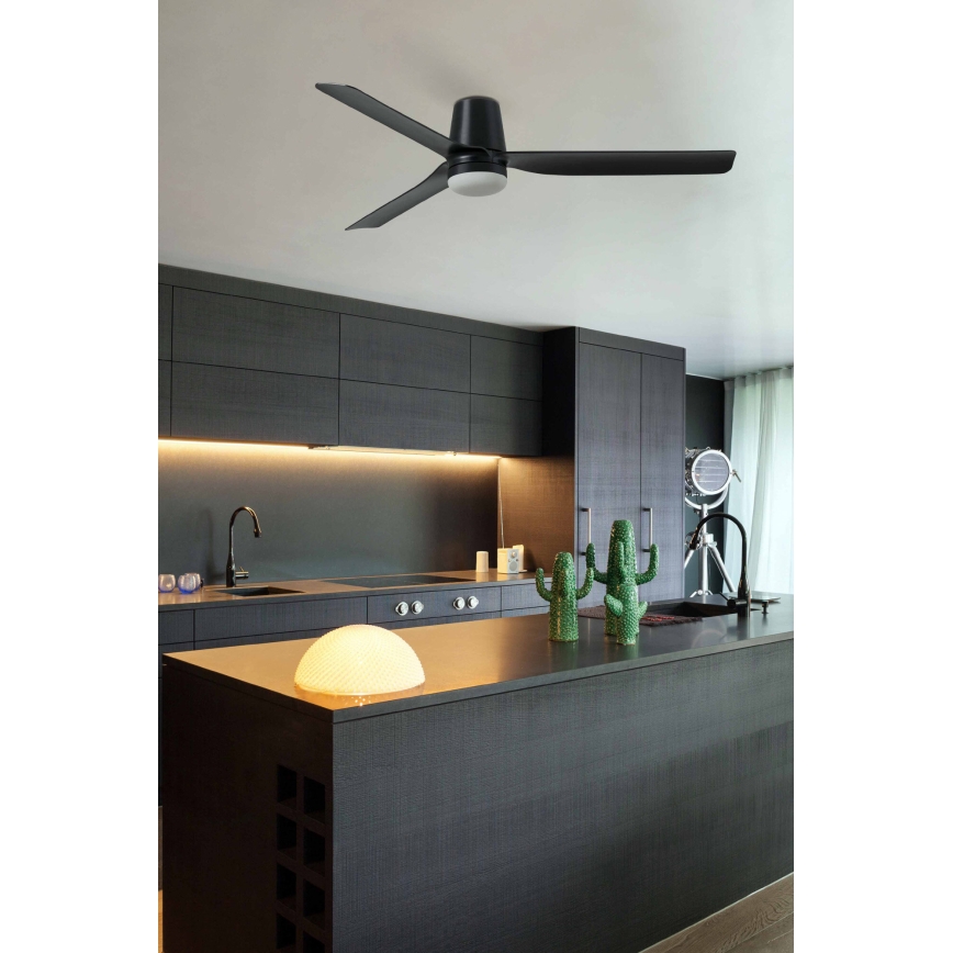 FARO 33830WT-1TW - LED Stmívatelný stropní ventilátor PUNT TUB M LED/18W/230V 3000/4200/6500K černá pr. 132 cm Wi-Fi Tuya + dálkové ovládání