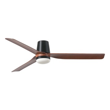 FARO 33831WT1S - LED Stmívatelný stropní ventilátor PUNT TUB M LED/18W/230V 2700/3000/4000K pr.132 cm hnědá/černá Wi-Fi Tuya + dálkové ovládání