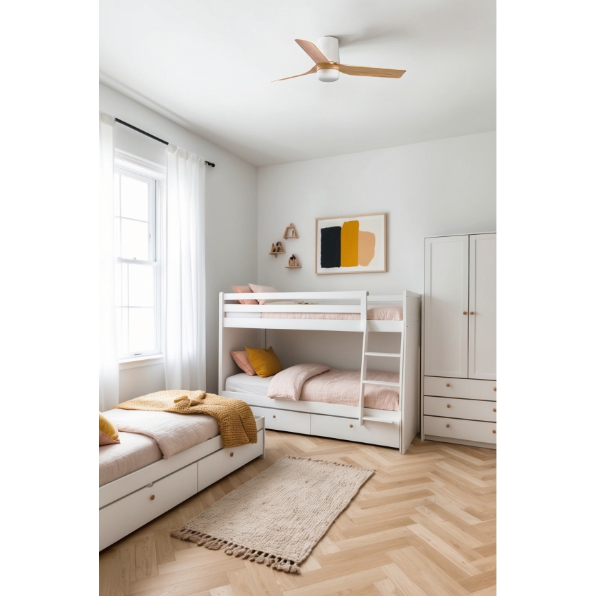 FARO 33833-1TW - LED Stmívatelný stropní ventilátor MINI PUNT TUB S LED/10W/230V 2700/4000/6000K pr. 90 cm hnědá/bílá + dálkové ovládání