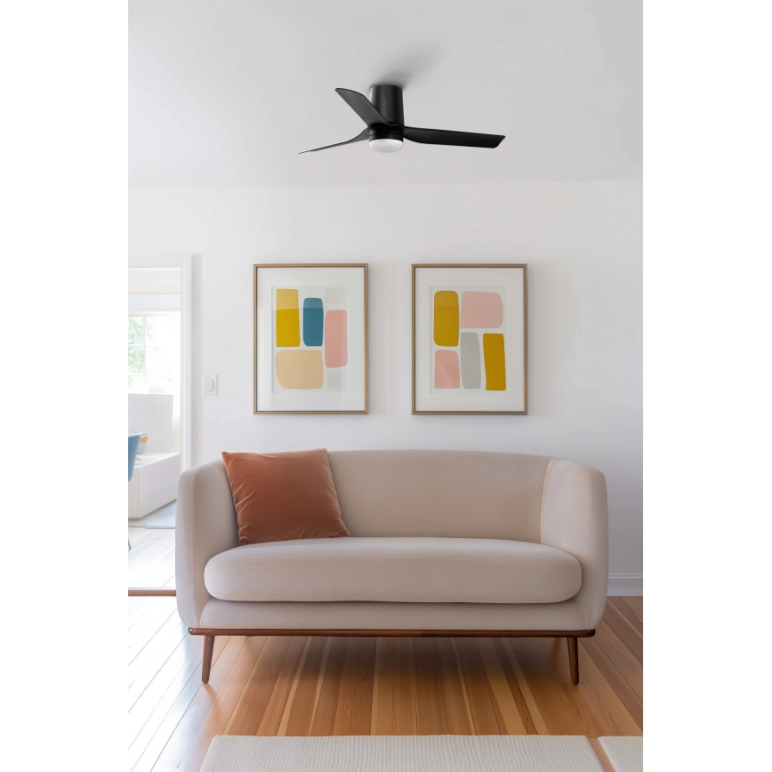 FARO 33834-1TW - LED Stmívatelný stropní ventilátor MINI PUNT TUB S LED/10W/230V 2700/4000/6000K pr. 90 cm černá + dálkové ovládání